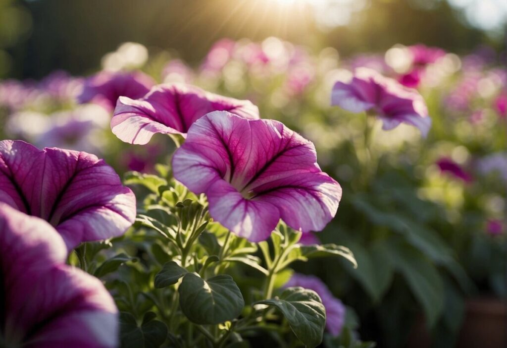 What Are Petunias? Types, Growing Conditions, and Care 5 Petunia plants covered with open trumpet-shaped flowers