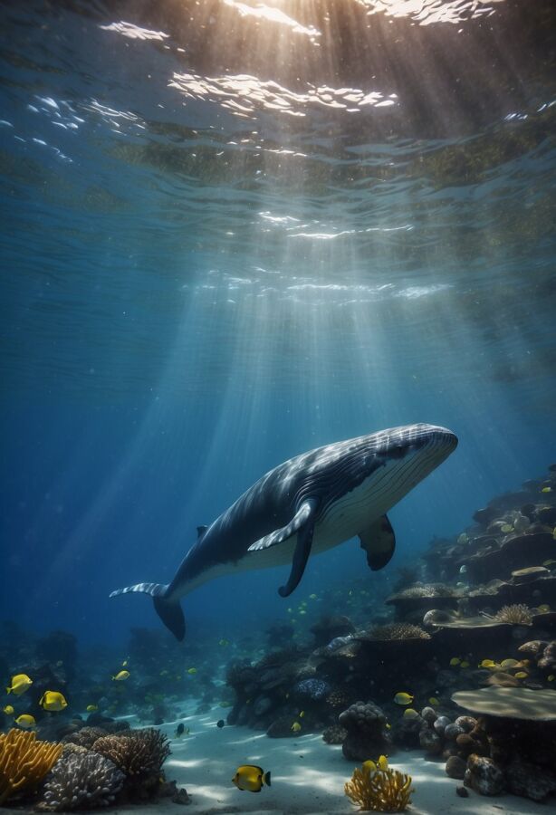 16 Animals Ending With E: Names, Facts, and Photos 9 Blue whale swimming underwater above the seabed
