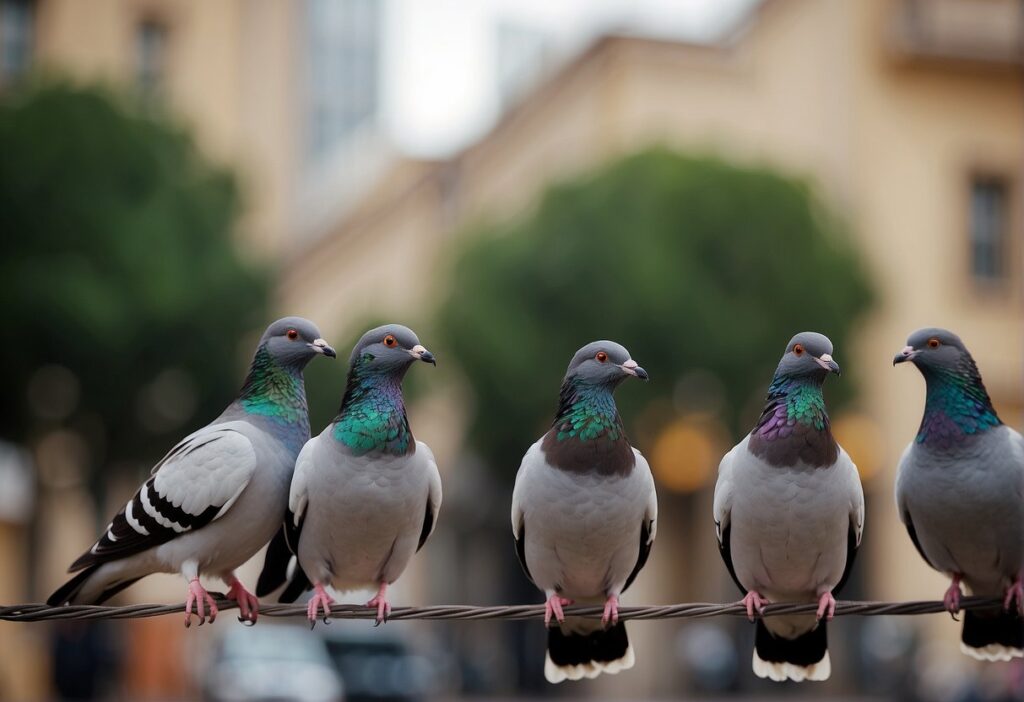 Dark-tailed Laurel-pigeons perched on a branch