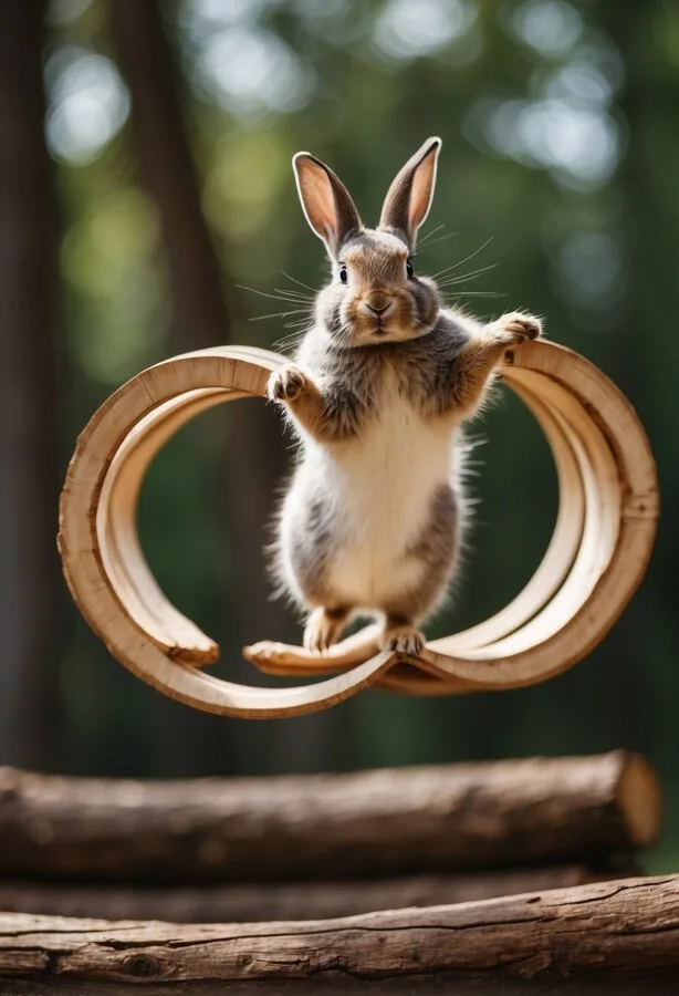 45+ Pictures of Animals Doing Funny Things 35 Cute bunny hopping on a wood