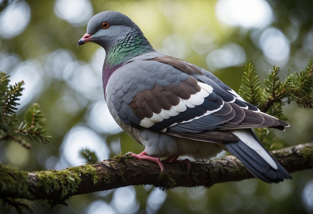 Common Woodpigeon showing its white neck patch