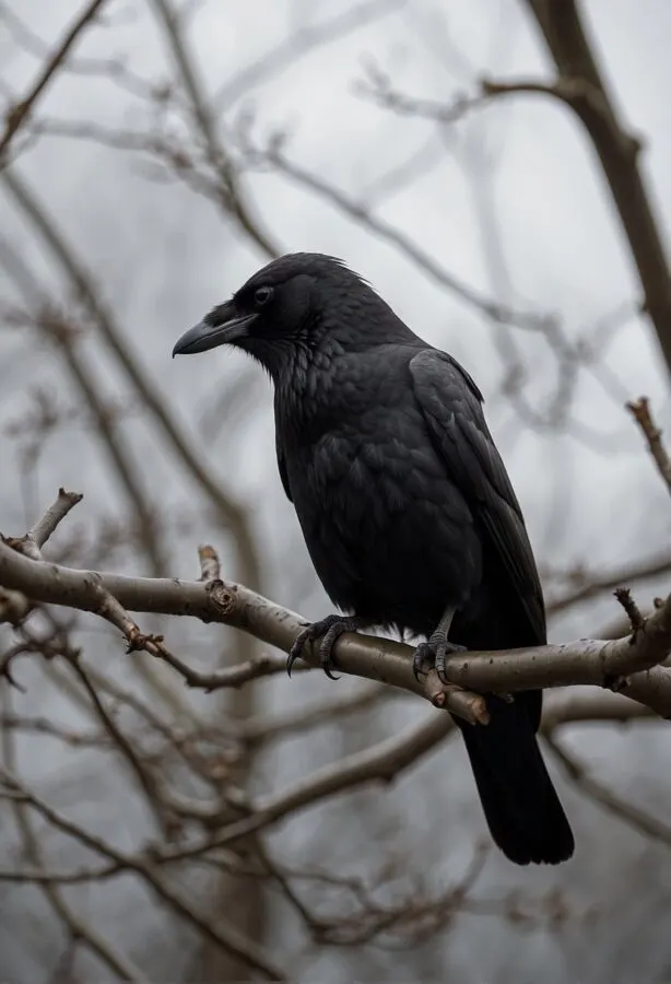 40 Different Types of Birds in the World 24 Close up shot of a black crow bird on a tree