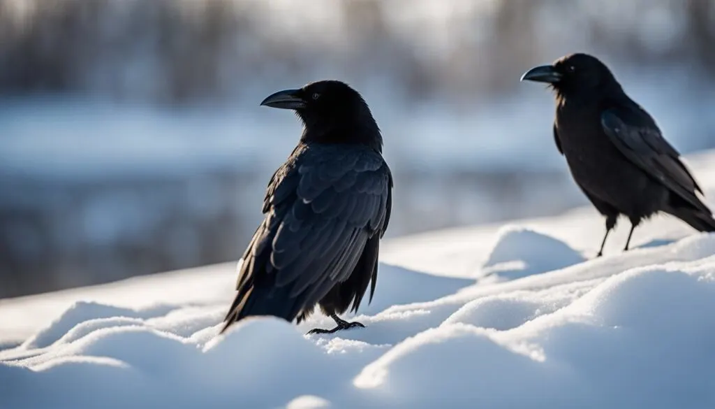 Crows in snow