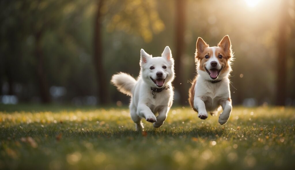 Cute puppy dogs running