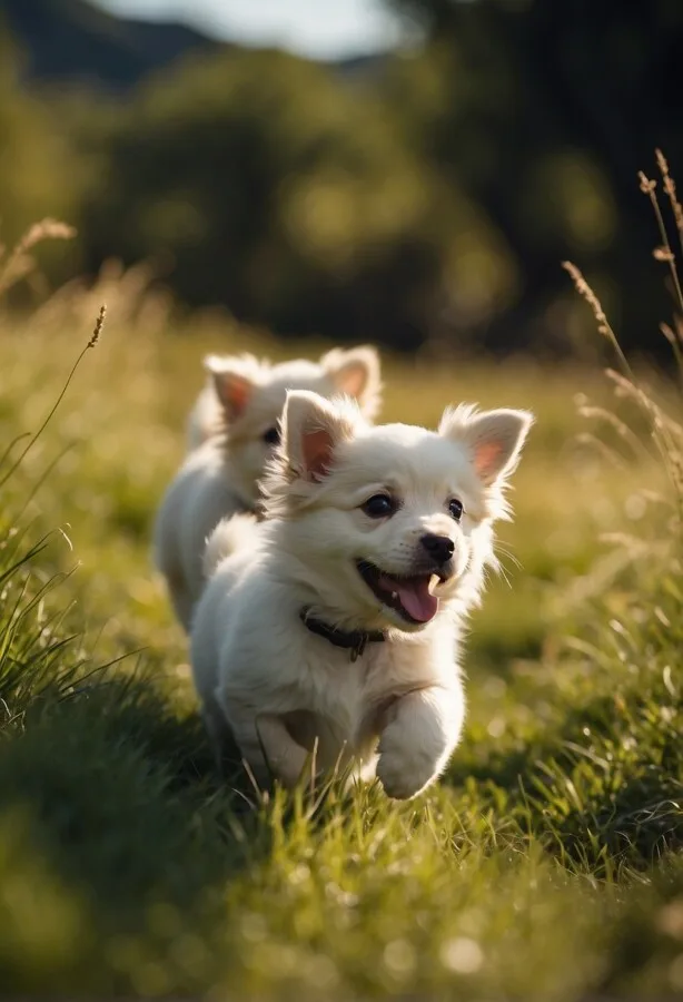 Cute white playful puppies 
