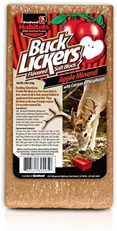 EVOLVED HABITATS Buck Lickers Flavored Salt Block 4 Lbs Apple Mineral Deer Attractant
