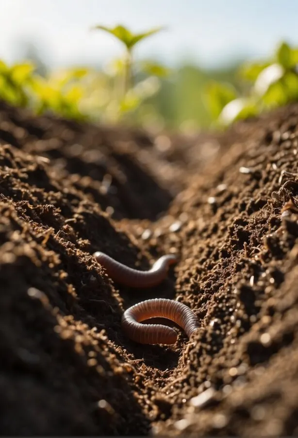 Eaarthworms slithering in the ground