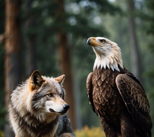 Fox and eagle together