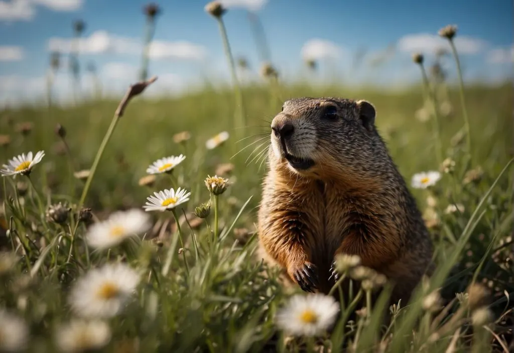 Groundhog looking all cute at the flower fields