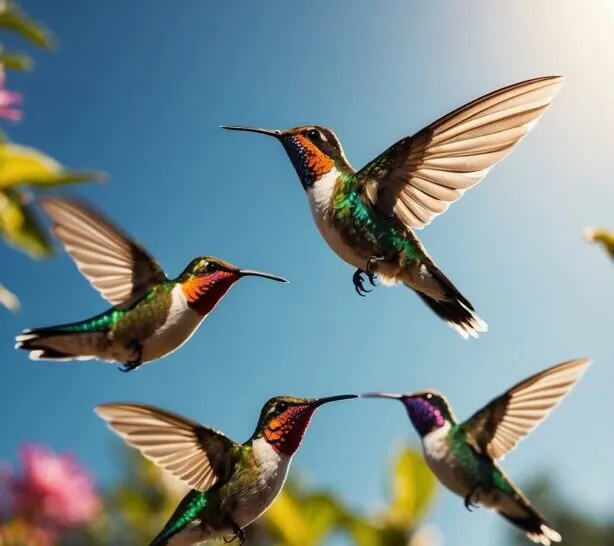 Hummingbirds flying