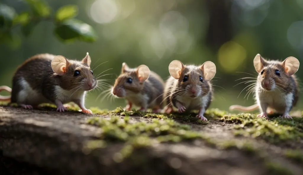 Tiny mice on the ground