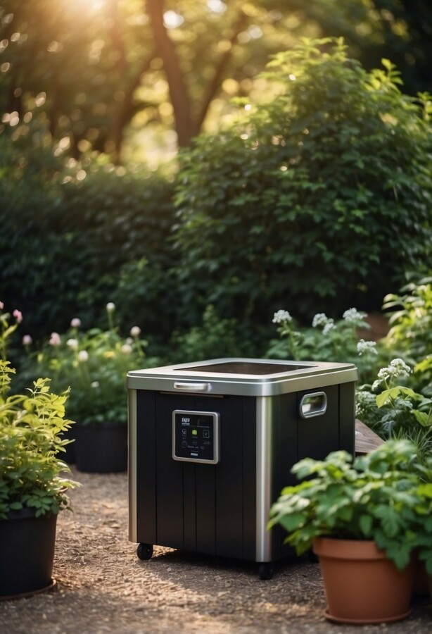45 Sustainable Garden Ideas for an Eco-Friendly Outdoor Space 42 Wheeled garden appliance with a digital control panel among potted plants