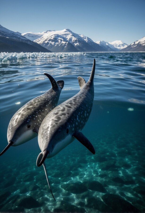 58 Animals That Start With N: Photos, Facts, and Types 6 Narwhal swimming underwater with its tusk visible