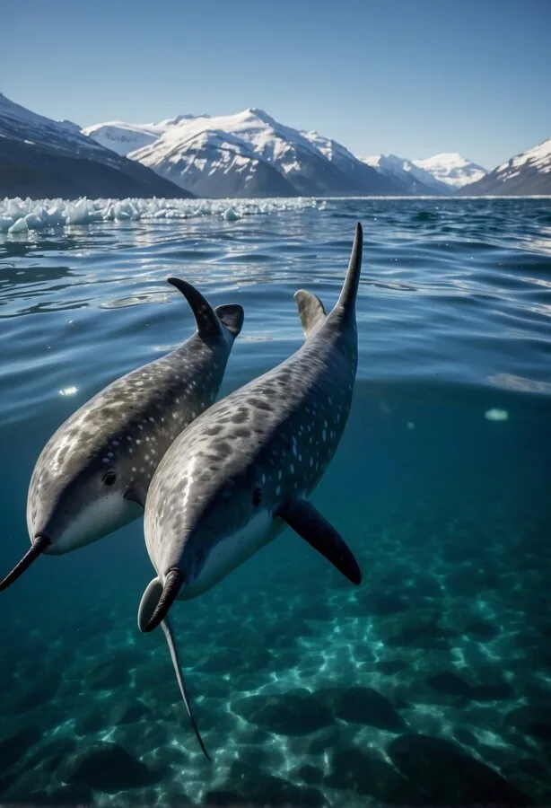 58 Animals That Start With N: Photos, Facts, and Types 5 Narwhal swimming underwater with its tusk visible