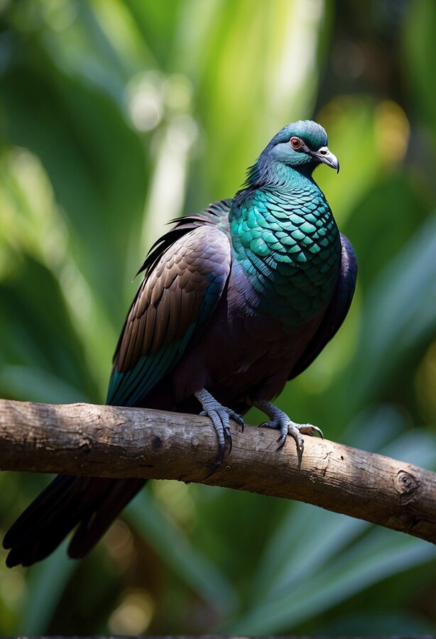 58 Animals That Start With N: Photos, Facts, and Types 13 Nicobar pigeon perched on a tree branch