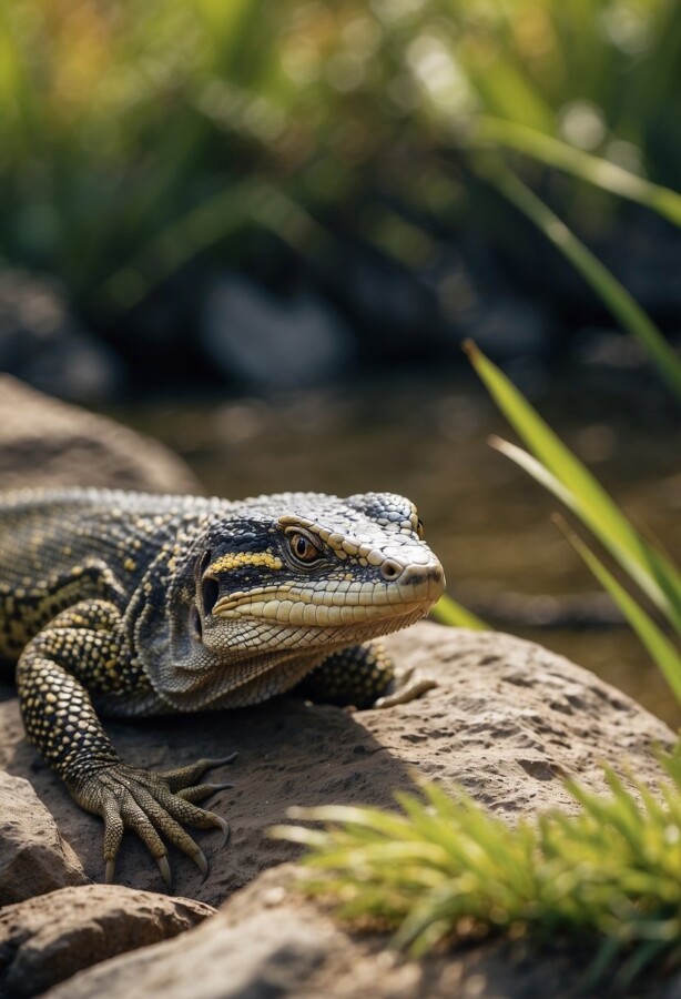 58 Animals That Start With N: Photos, Facts, and Types 32 Nile monitor resting on the ground