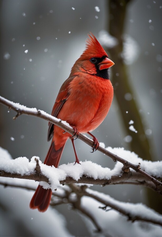 Northern cardinal on a tree branch