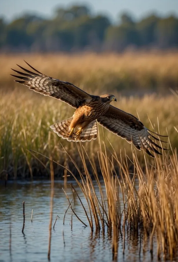 Northern Harrier about to take flight
