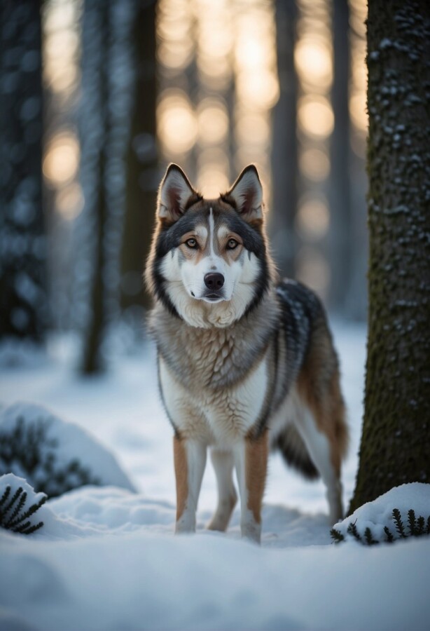 58 Animals That Start With N: Photos, Facts, and Types 61 Northern Inuit Dog standing in a snowy forest
