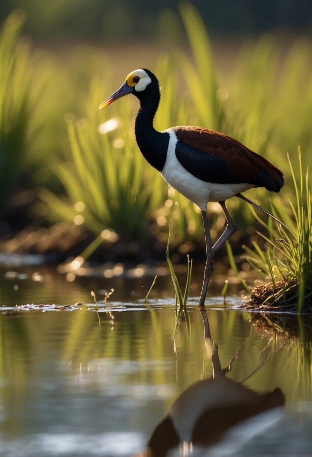 58 Animals That Start With N: Photos, Facts, and Types 22 Northern jacana walking through wetland vegetation