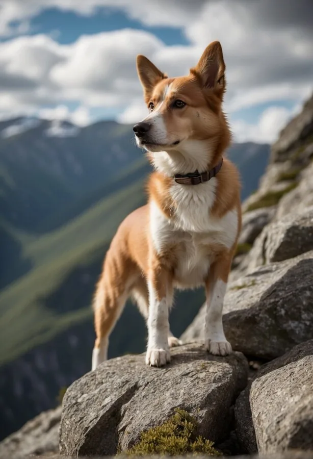 Norwegian Lundehund in the mountains