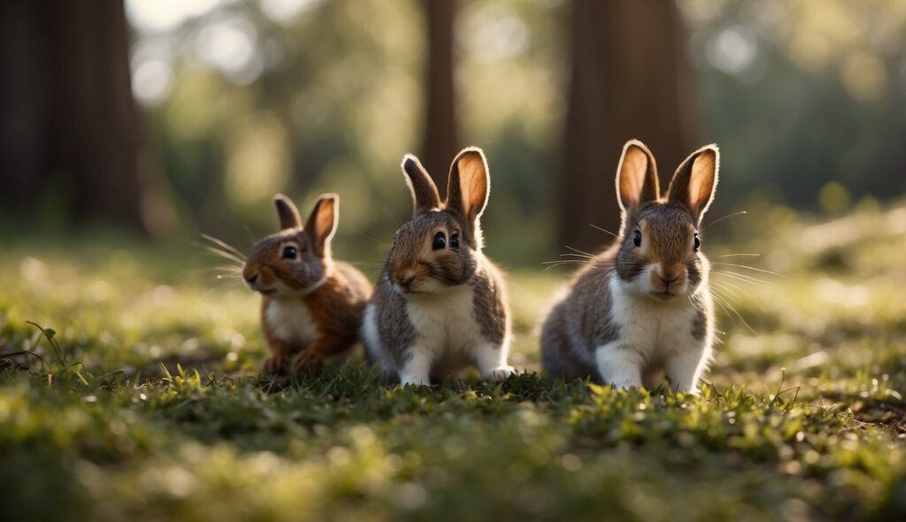 Three cute brown rabbits