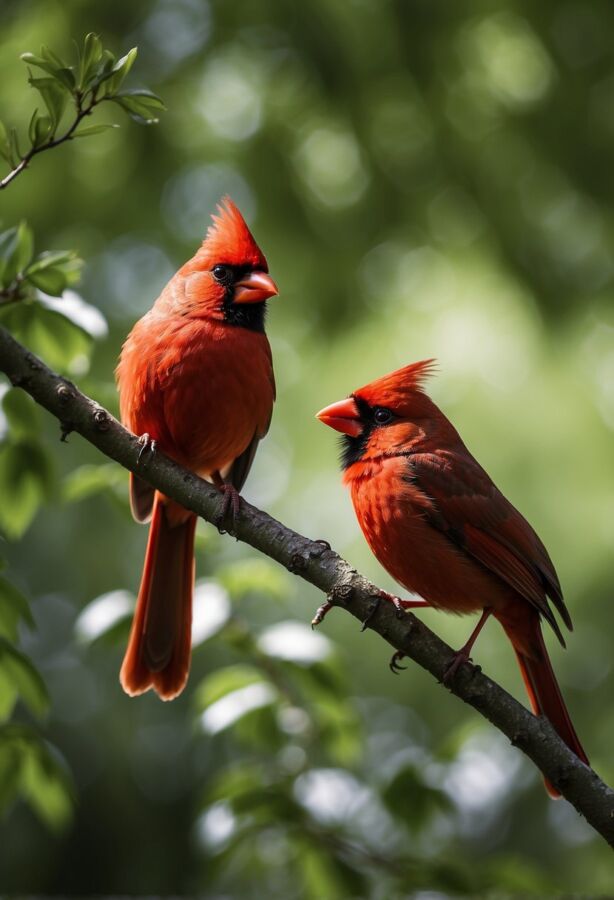 40 Types of Birds Around the World: Pictures, Names and Facts 21 Two northern cardinals perched on branches