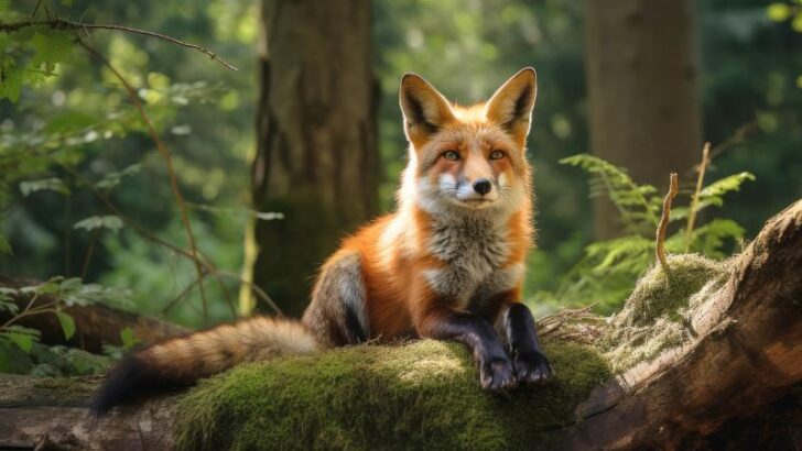 Red fox in summer forest