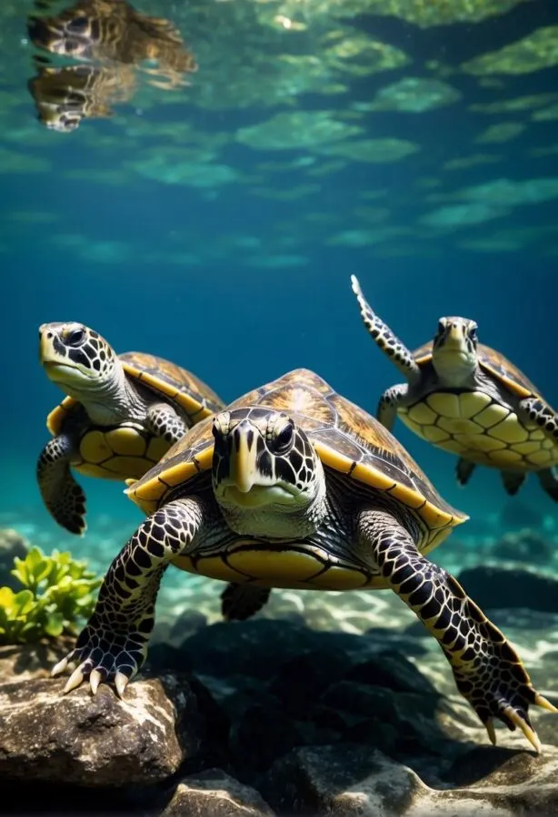16 Interesting Animals Ending with E: A Guide to Uniquely Named Fauna 2 Sea turtles swimming underwater
