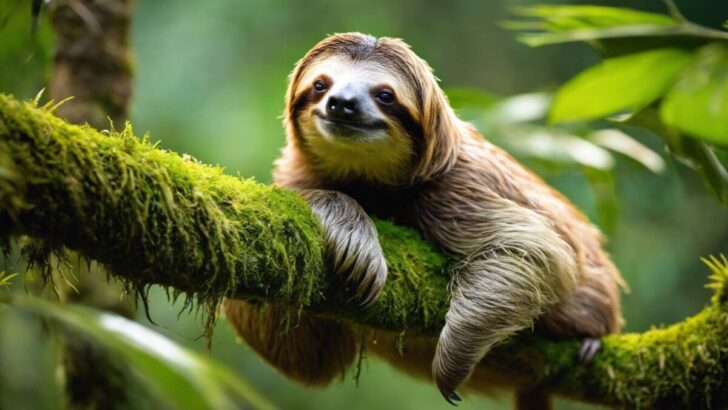 Sloth hugging a tree branch