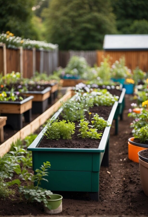 45 Sustainable Garden Ideas for an Eco-Friendly Outdoor Space 45 Elevated rectangular garden beds in a shared growing space