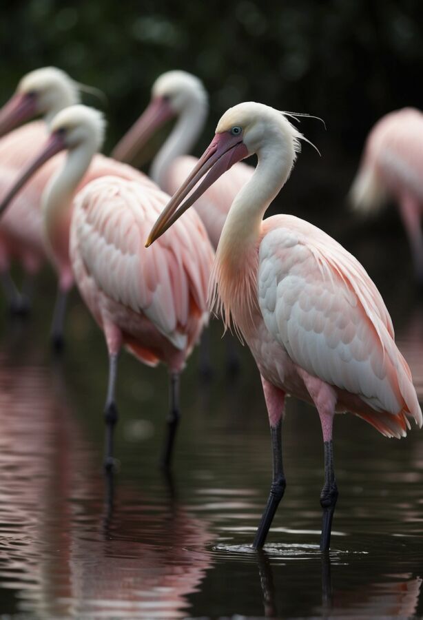 40 Types of Birds Around the World: Pictures, Names and Facts 31 Spoonbills wading along a riverbank