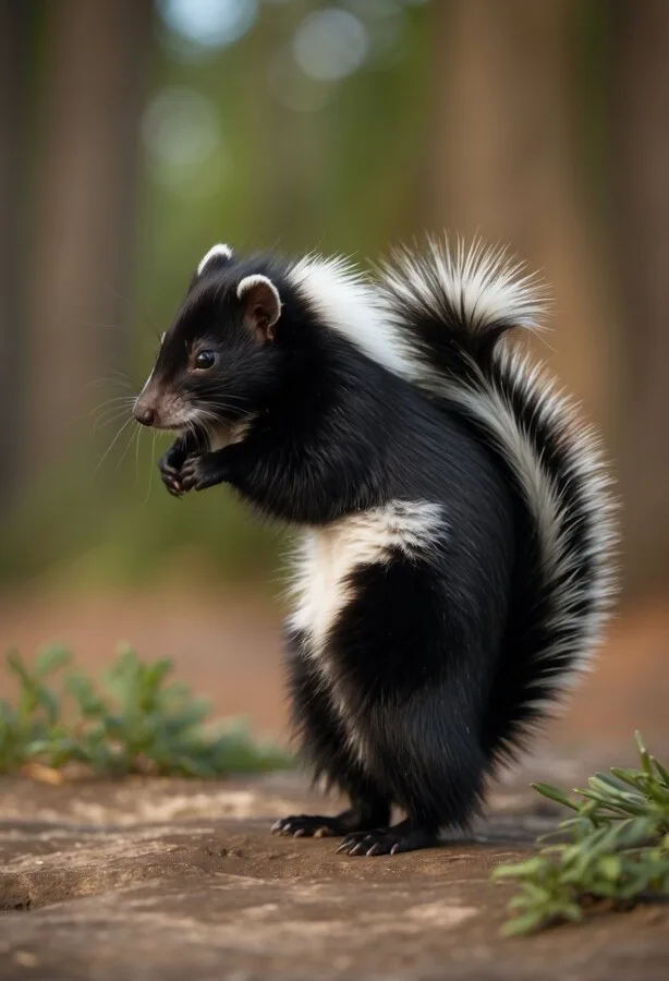 45+ Pictures of Animals Doing Funny Things 34 Black skunk with white spot