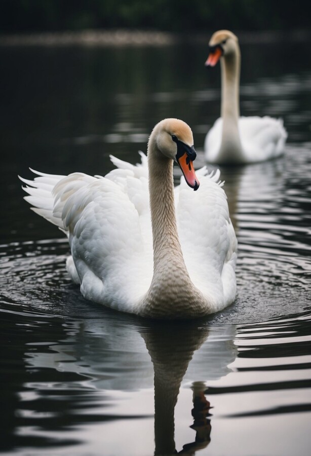 Swans in the water