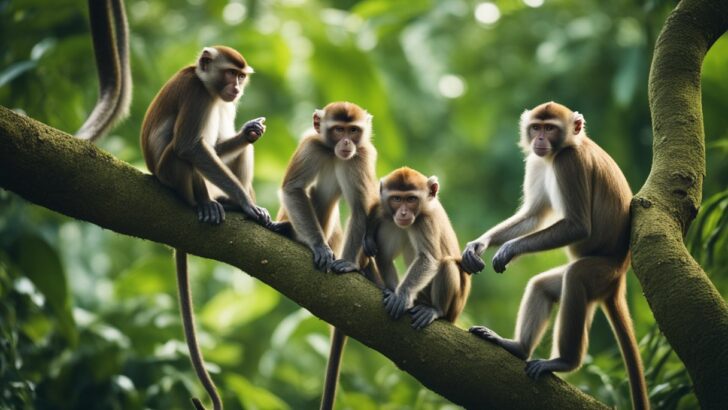 Young monkeys on a tree
