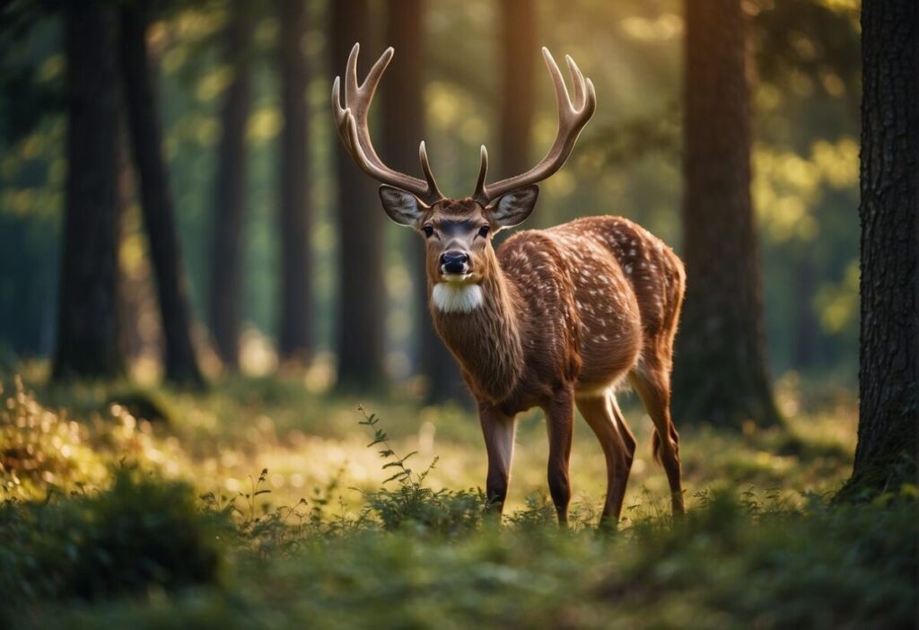 What Is a Deer? Cervidae Facts, Antlers, Diet, Habitat, and Species 6 Young spotted deer standing alert among trees