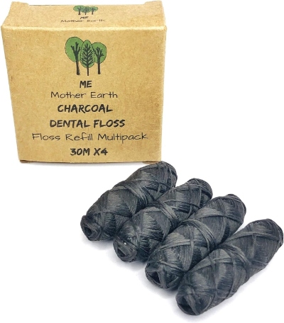 ME MOTHER EARTH Bamboo Charcoal Dental Floss Review: Is It Worth It? 7 Bamboo charcoal dental floss refill spool in paper packaging