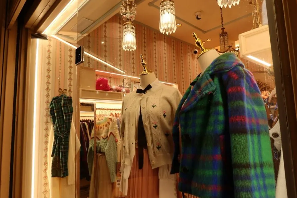 Cashmere cothing displayed on a clothing shop
