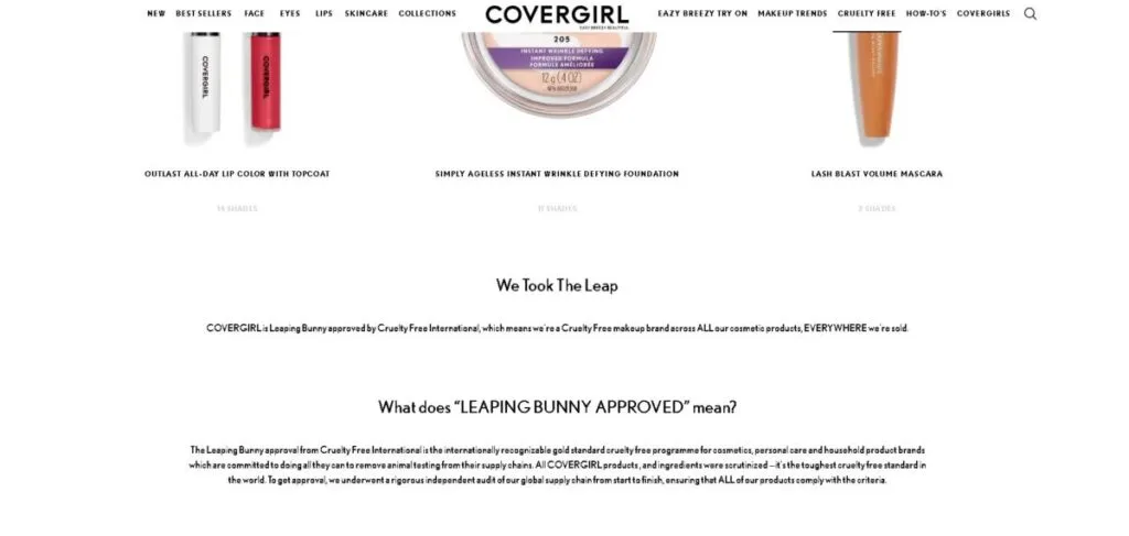 Covergirl Leaping Bunny Approved