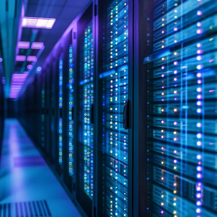 Is It Energy Efficient for Ethernet to be Enabled or Disabled? 5 Data center with energy-efficient servers and a digital screen showing analytics