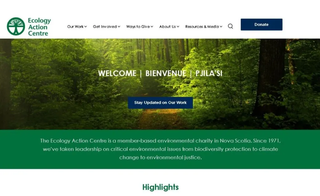 7 Environmental Organizations in Canada 3 Ecology Action Centre Landing Page