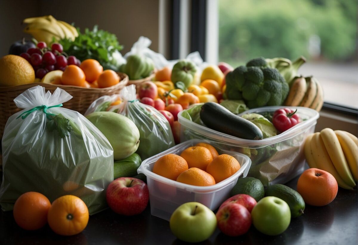 Eco-Friendly Living: 5 Practical Ways to Reduce Your Carbon Footprint 6 Fresh vegetables, fruit, grains, and legumes in reusable bags