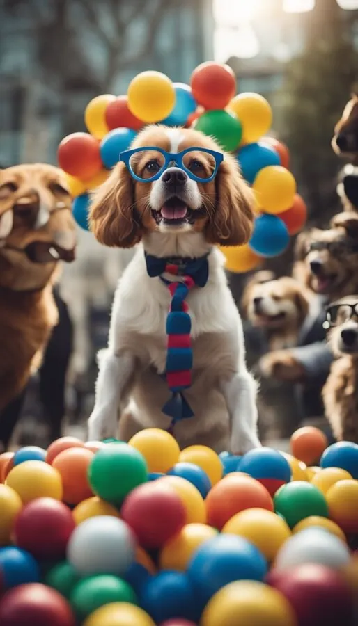 Funny Dog with Glasses and a Tie on