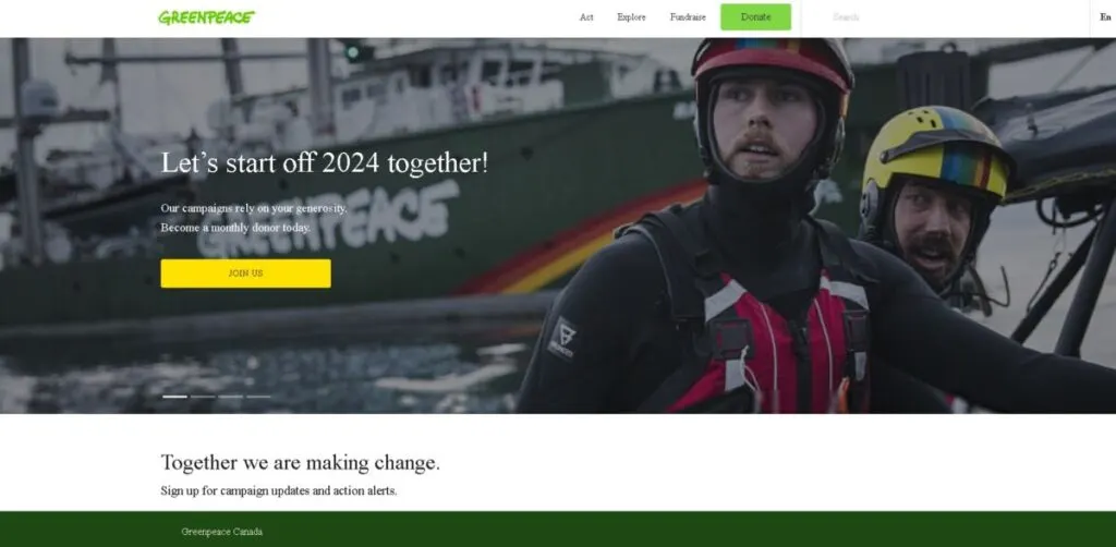 7 Environmental Organizations in Canada 5 Greenpeace Canada Landing Page