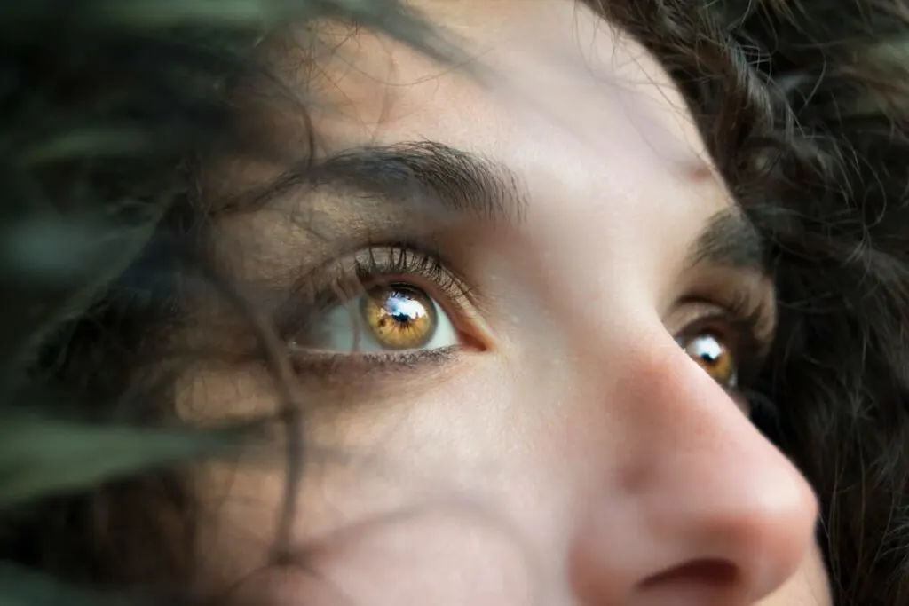 Closeup of a human nose and eyes