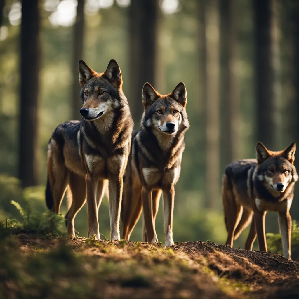 A pack of red wolves in their natural habitat (source: [Our Endangered World](https://www.ourendangeredworld.com/red-wolf/)).