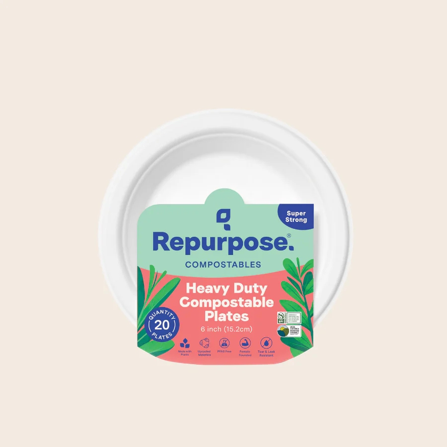 11 Best Compostable Plates for Parties and Everyday Meals 9 Set of six-inch compostable dessert plates displayed, highlighting their biodegradable material and elegant simplicity.