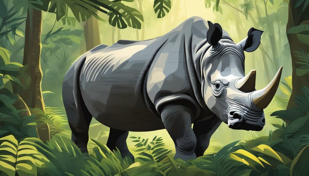 An illustrated sumatran rhino on our endangered world