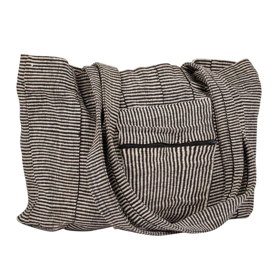 10 Best Fair Trade Handbags for 2026 18 Colorful striped cotton tote with a zipper pocket, ideal for carrying essentials while adding a stylish touch.