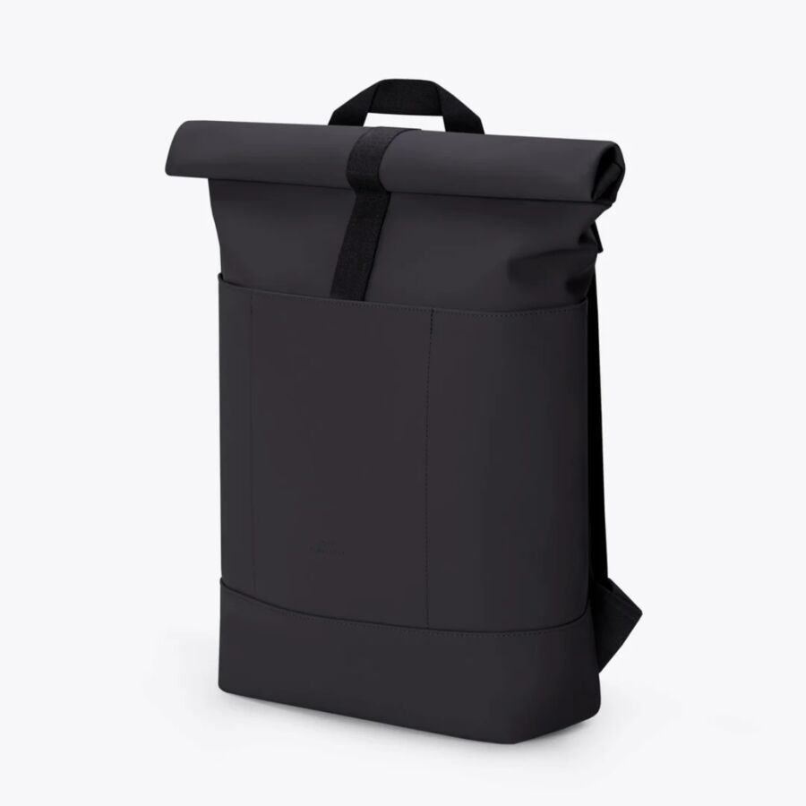 25 Best Vegan Backpacks for Work & Travel (2026) 33 Sleek black backpack with adjustable front straps, designed for practicality and modern aesthetics.